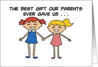 Cute Sister’s Day With Cartoon Girls The Best Gift Parents Gave Us card