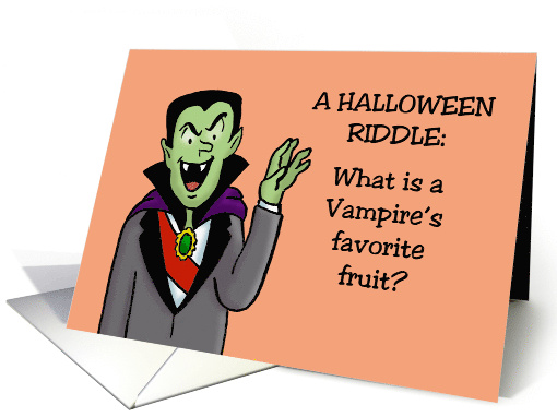 Humorous Halloween What's A Vampire's Favorite Fruit Necktarine card