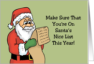 Humorous Adult Christmas Make Sure You’re On Santa’s Good List card