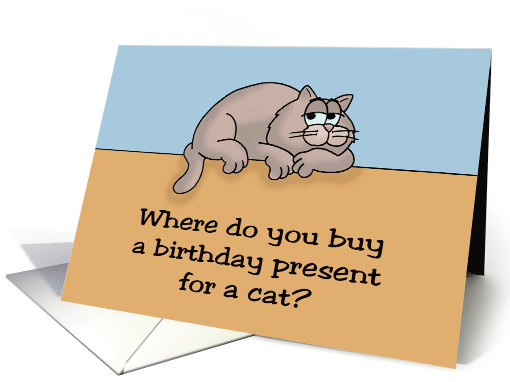 Humorous Birthday Where Do You Buy A Present For A Cat card (1738630)