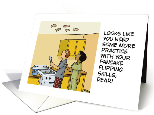 Humorous Blank Card With Cartoon You Need More Practice Flipping card