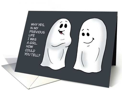 Humorous Adult Halloween With Two Ghosts Yes I Was A Girl card