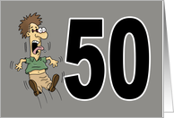 Humorous 50th Birthday With Man Shocked Looking At 50 card