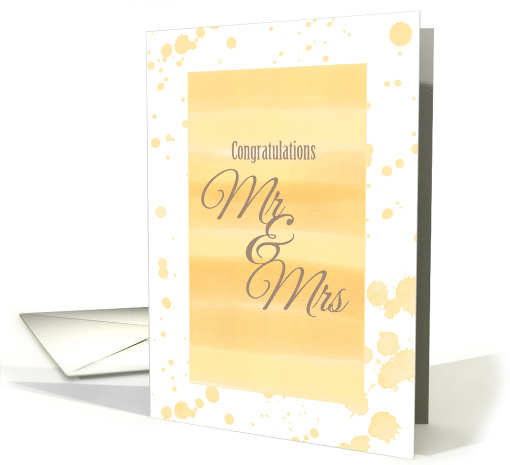 Elegant watercolour wedding congratulations to new Mr. an Mrs. card