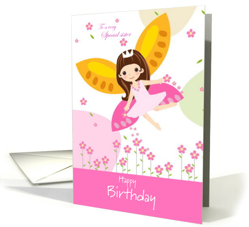 Pink theme Princess Angel Sister Happy Birthday card (1489916)