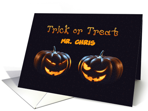 Two Jack o' Lanterns Trick or Treat Pumpkins Funny Halloween card