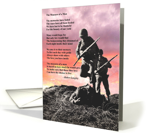 Military Serviceman Memorial Poem The Measure of a Man Blank card