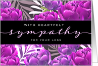 With Heartfelt Sympathy for your Loss, with purple flowers card