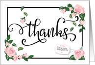Daughter Thanks - Elegant Calligraphy with Pink Roses and Greenery card