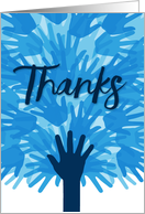 Thanks, with Blue Hands Art Collage card