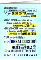 Doctor Birthday, You’re a Great Doctor, making World a Better Place! card