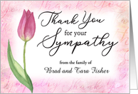 Custom front, Thank You for your Sympathy with Watercolor Tulip card