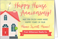 Happy House Anniversary From Realtor with House and Sparklers card