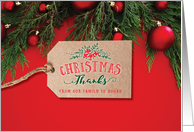Christmas Gifts Thanks from our family to yours with Kraft style Tag card