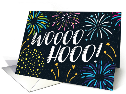 Congratulations, WOOOO HOOO! with Fireworks and Stars card (1594110)
