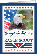 Conrgatulations on Becoming an Eagle Scout with Eagle and Flag card