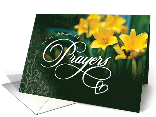 Sympathy, With Heartfelt Thoughts and Prayers with Yellow Flowers card