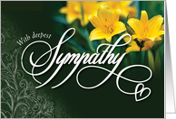 With Deepest Sympathy, Calligraphy with Yellow Flowers card