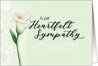 With Heartfelt Sympathy, with Calligraphy, Lace and Lily card