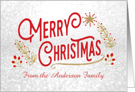 Custom Front Name Merry Christmas Wishing You Blessed and Happy Holiday card