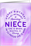 Niece Birthday My Amazing Niece She is Brave Beautiful and Strong card