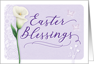 Happy Easter Blessings with Lily Butterflies and Flowers card