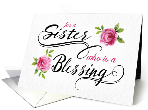 Thinking of a Sister Who is a Blessing with Watercolor Roses card