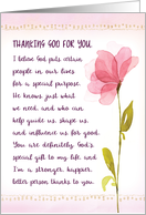 Thanking God for You Friendship Thanks with Watercolor Flower card