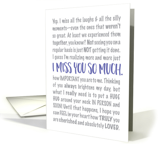 I Miss You So Much I Hope you Know I Love You Typography card