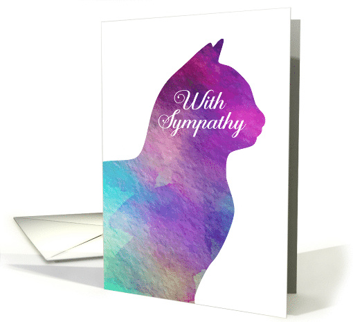 With Sympathy for Loss of Pet Cat with Watercolor Silhouette card