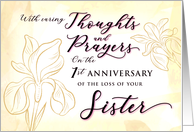 Sympathy 1 Year Anniversary Loss of Sister Thoughts and Prayers card