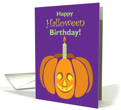 Halloween Birthday Grinning Pumpkin with Candle card (1487100)