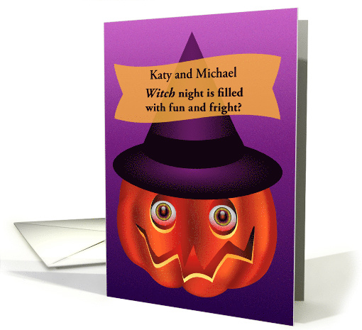 Spooky Eyed Pumpkin Witch Halloween Custom card (1488070)