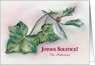 Winter Solstice Personalized Holly and Ivy Pastel card