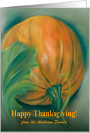 Custom Thanksgiving Pumpkin and Leaf Pastel Art card