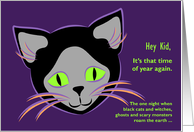 Kids Custom Black Cat Funny Halloween card