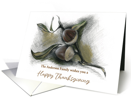 Custom Name Thanksgiving Autumn Acorn Drawing card (1489866)