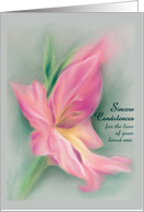 Custom Condolences Sympathy Pink Gladiolus Pastel Art card