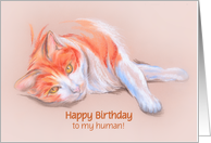 Custom Birthday from Cat Orange and White Tabby Pastel Art card