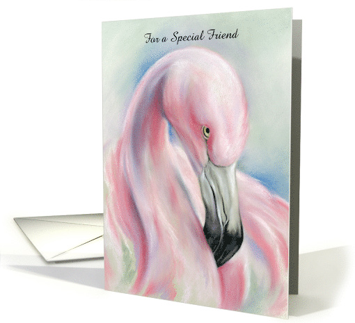 Custom Friendship Pink Flamingo Pastel Artwork card (1497302)