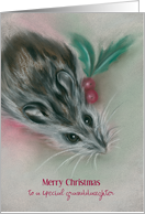 Custom Family Granddaughter Merry Christmas Winter Mouse Pastel card