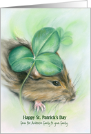 Custom From Family Happy St. Patricks Day Hamster and Shamrock card