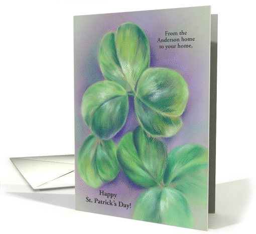 Custom From Our Home to Yours St. Patricks Day Shamrock Anderson card