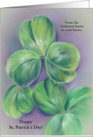 Custom From Our Home to Yours St. Patricks Day Shamrock Anderson card