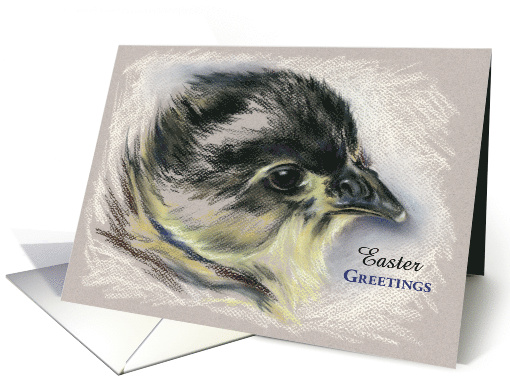 Easter Greetings Black Australorp Chick Pastel Art card (1506884)