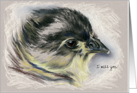 Custom Missing You Australorp Chick Pastel Art card