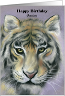Custom Relative Grandson Birthday Tiger Pastel Art card