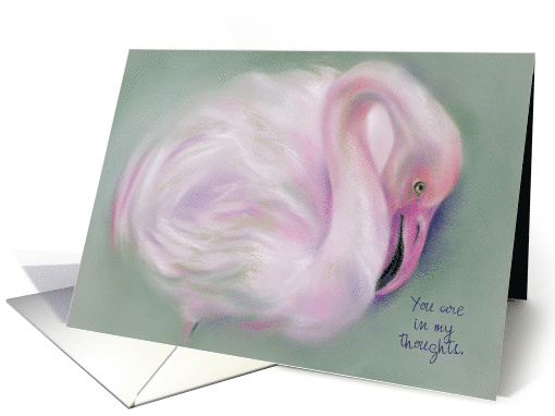 Custom Thinking of You Soft Pastel Flamingo Art card (1510110)