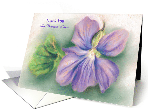 Romantic Thank You Violet Pastel Art card (1511226)