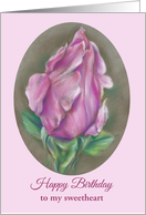 Custom Sweetheart Birthday Pink Rose Pastel Art card